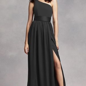 Vera Wang One Shoulder Dress with Satin Sash